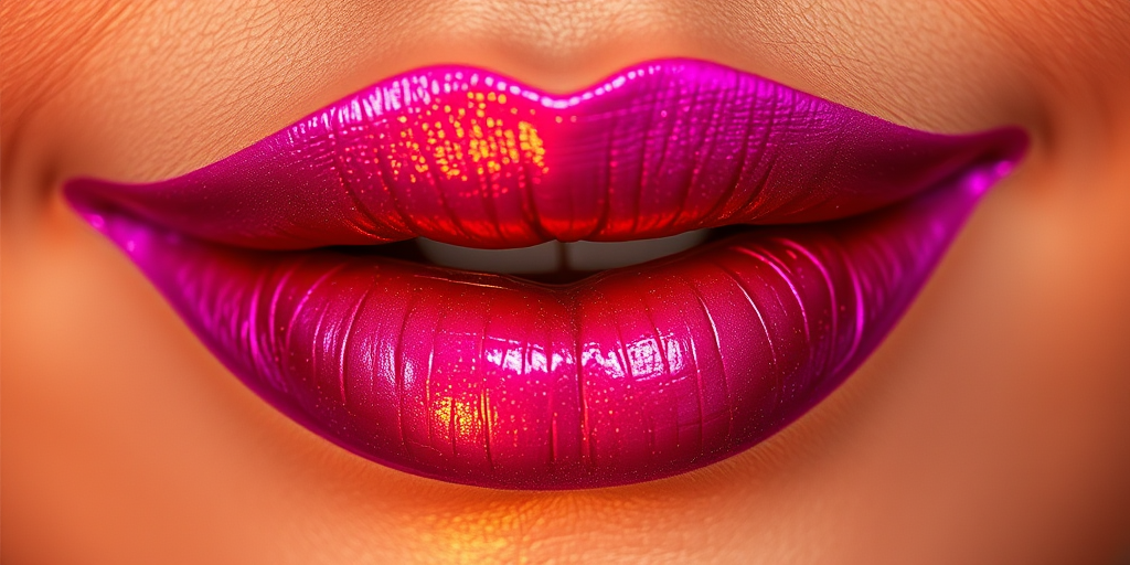 Duochrome magenta to gold lips called "Royal Fusion" shift between regal hues, creating a luxurious and opulent look for formal events and red carpet appearances