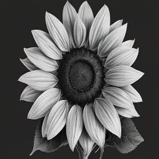 clip art sunflower black and white