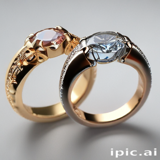 Ringar Elegant Pair of Exquisite Gold and Silver Gemstone Engagement Rings
