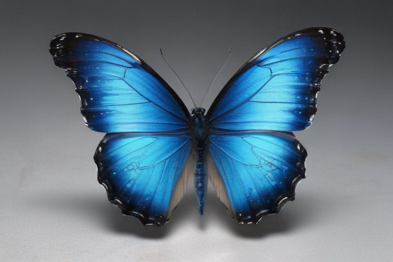 A Stunning Blue Butterfly Displaying Its Vibrant Colors Against a Dark ...