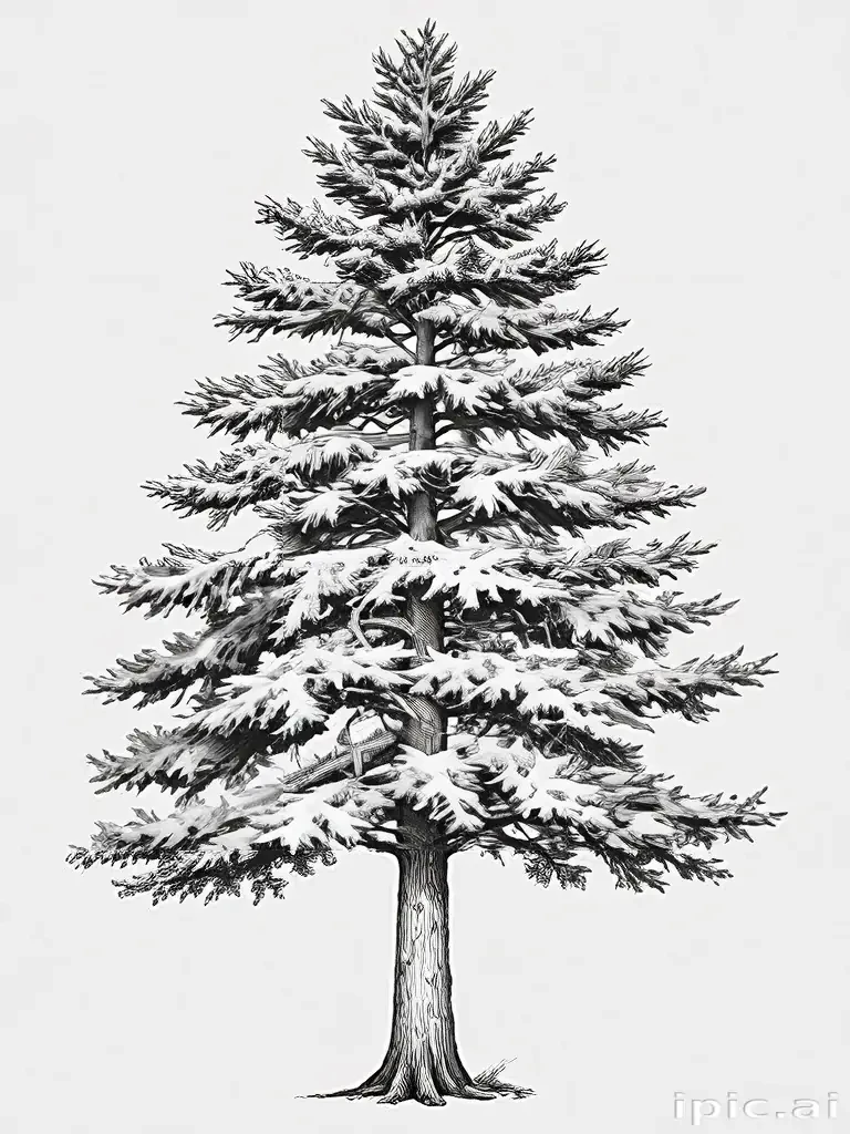 black and white pine tree clipart