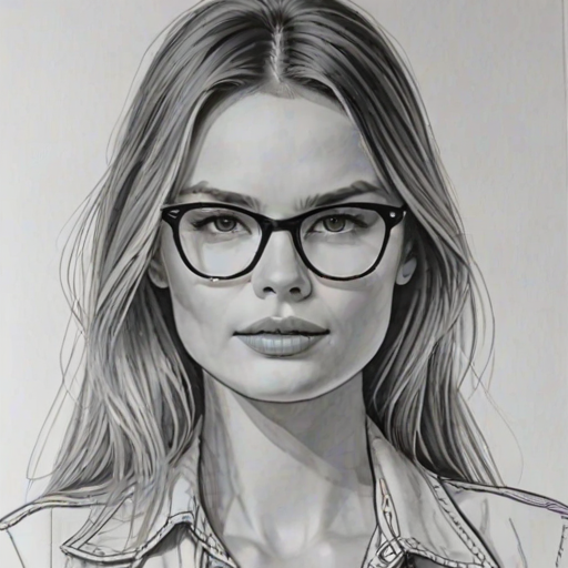 Enticing Behati Prinsloo, pencil sketch, portrait of Stunning woman 1963s in glasses, hair style beatnik, outline, clear lines, fine lines, 8k