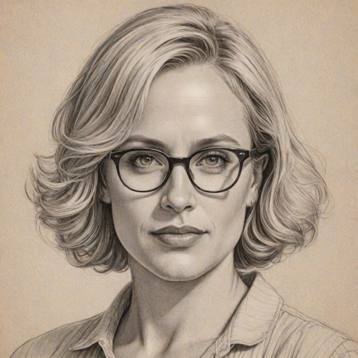 Delightful Patricia Arquette, pencil sketch, portrait of Resplendent woman 1953s in glasses, hair style beatnik, outline, clear lines, fine lines, 8k