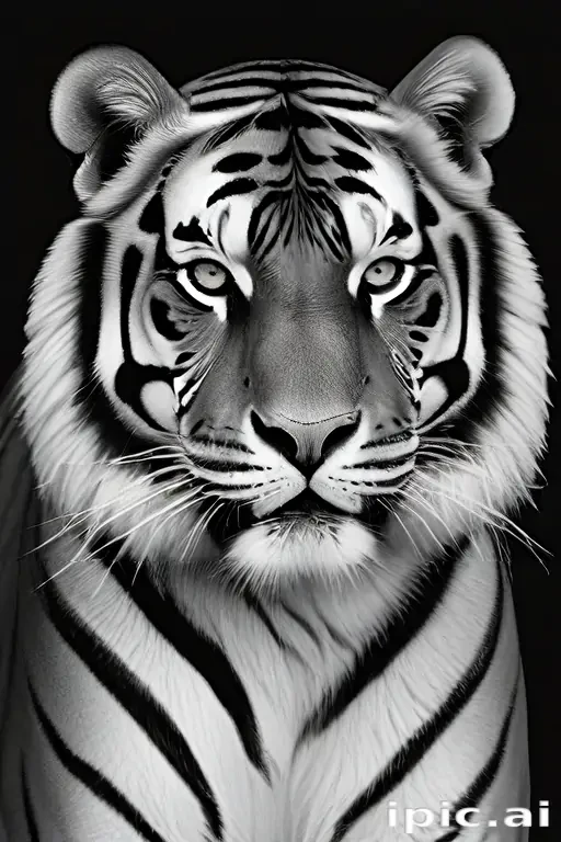 tiger clipart black and white