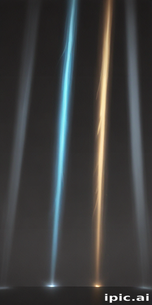 Three Striking Colorful Light Beams Radiating from a Dark Background