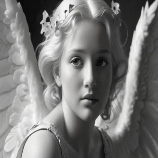 black and white angel