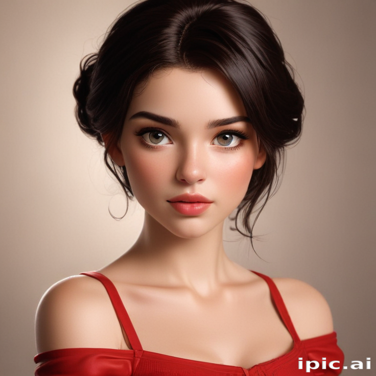 Elegant Portrait of a Young Woman with Beautiful Features and Stylish Hair