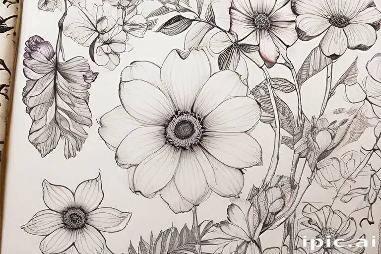 flower aesthetic drawings