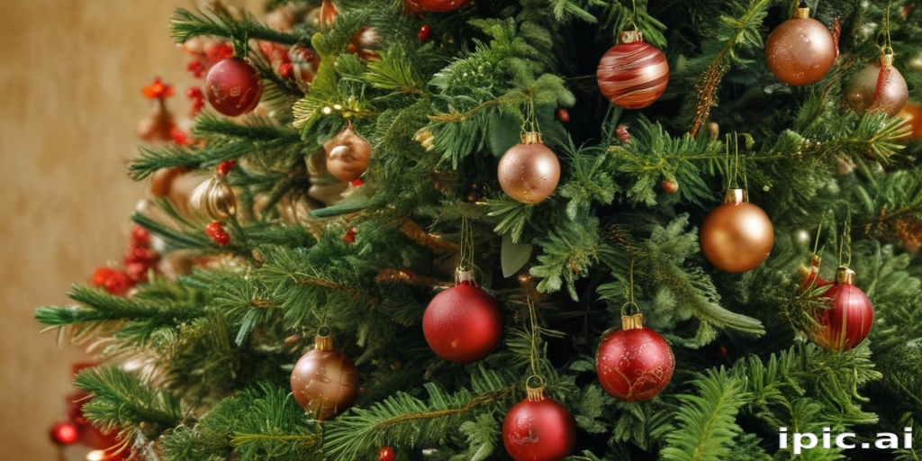 Festively Decorated Christmas Tree Adorned with Colorful Ornaments and ...