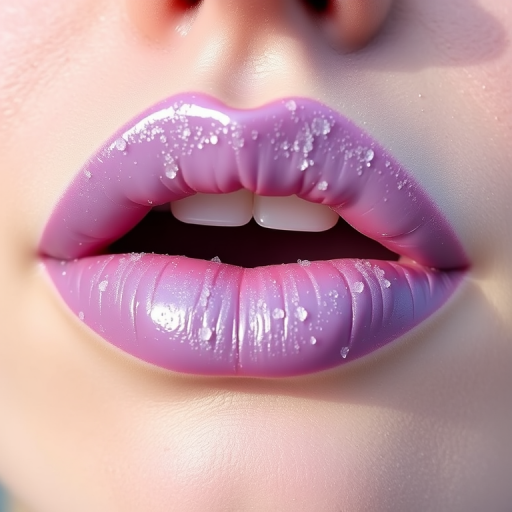 Frosted lilac lips dubbed "Whimsical Frost" combine a soft purple base with a cool, icy sheen, ideal for fairy-tale inspired looks and winter wonderland themes