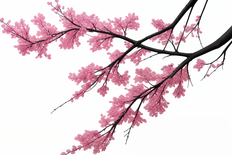 Delicate Pink Cherry Blossom Branches Against a Soft White Background