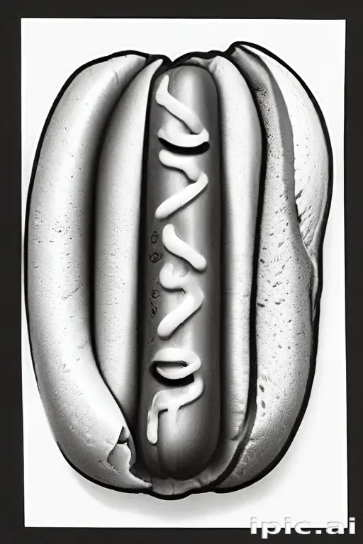 hot dog clipart black and white