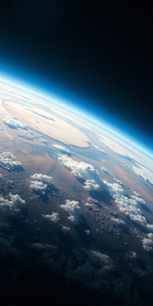 Generate a high-resolution image of a fictional planet in space, showing a textured surface with clouds and varying terrain, captured with a DSLR camera at f/8 aperture, 24mm focal length, ISO 100, using a wide-angle lens to enhance depth and color contrast.