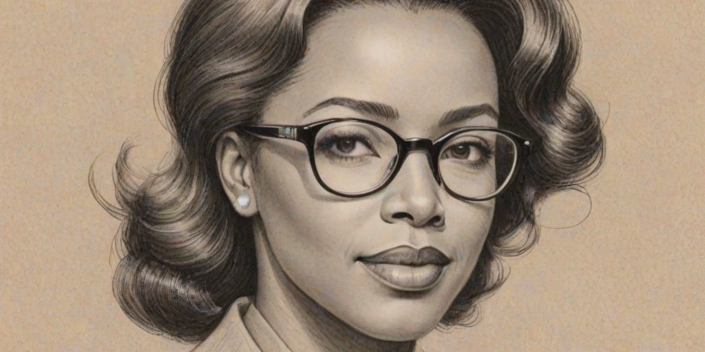 Attractive Courtney B. Vance, pencil sketch, portrait of Elegant woman 1947s in glasses, hair style beatnik, outline, clear lines, fine lines, 8k