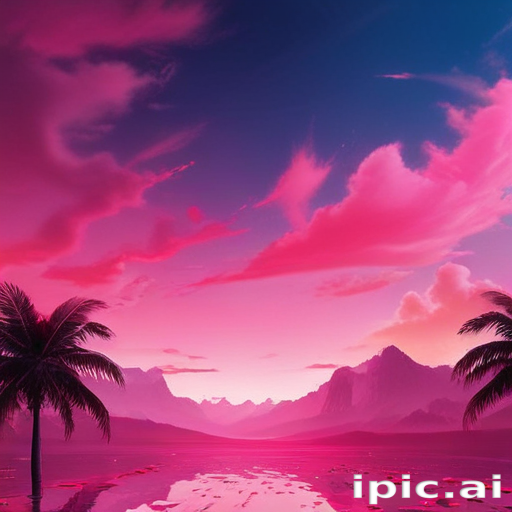 Serene Sunset Over Mountains with Vibrant Pink and Purple Skies