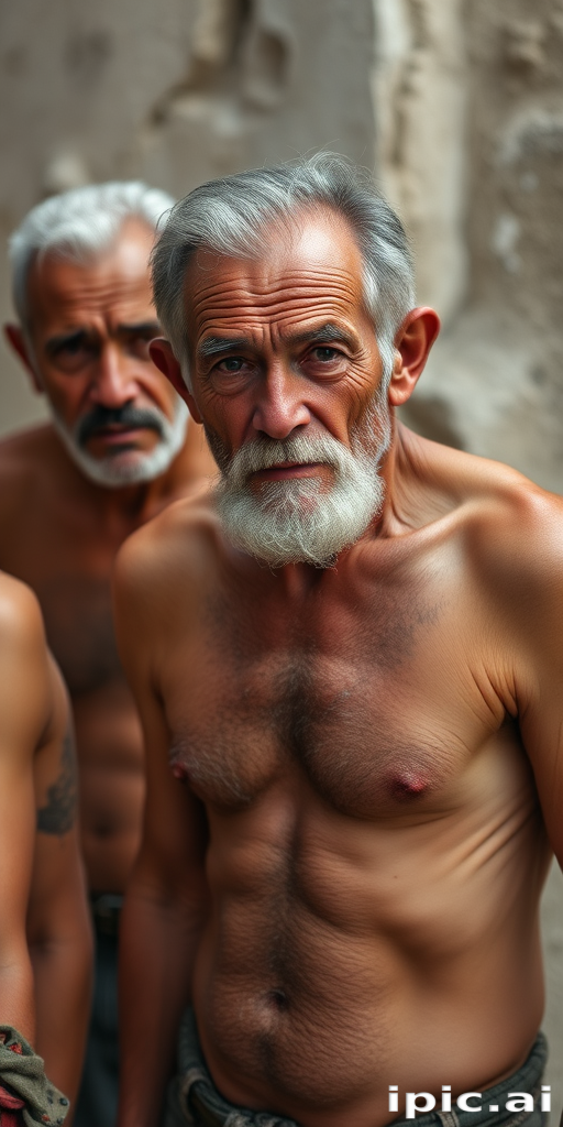 shirtless old men
