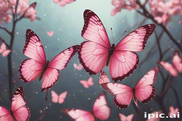 pink butterflies aesthetic