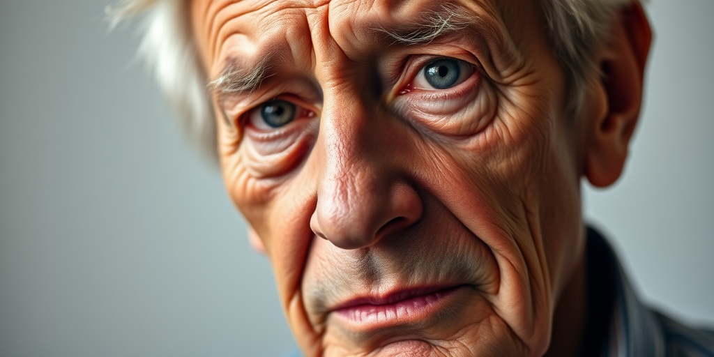 portrait of an elderly man with deep wrinkles and expressive features, high detail, soft lighting, 85mm f/1.4 lens, ISO 100, aperture priority mode, 4K resolution, studio setting, natural diffusion lighting