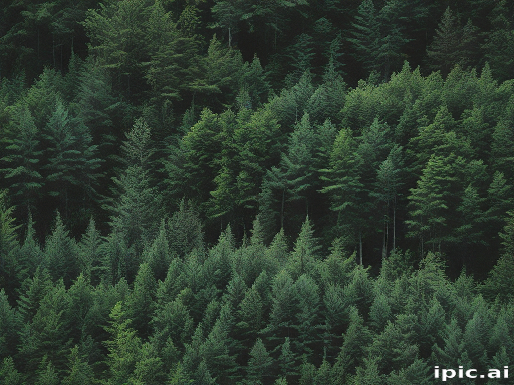 Lush Green Forest Landscape Showcasing a Variety of Tree Species and ...
