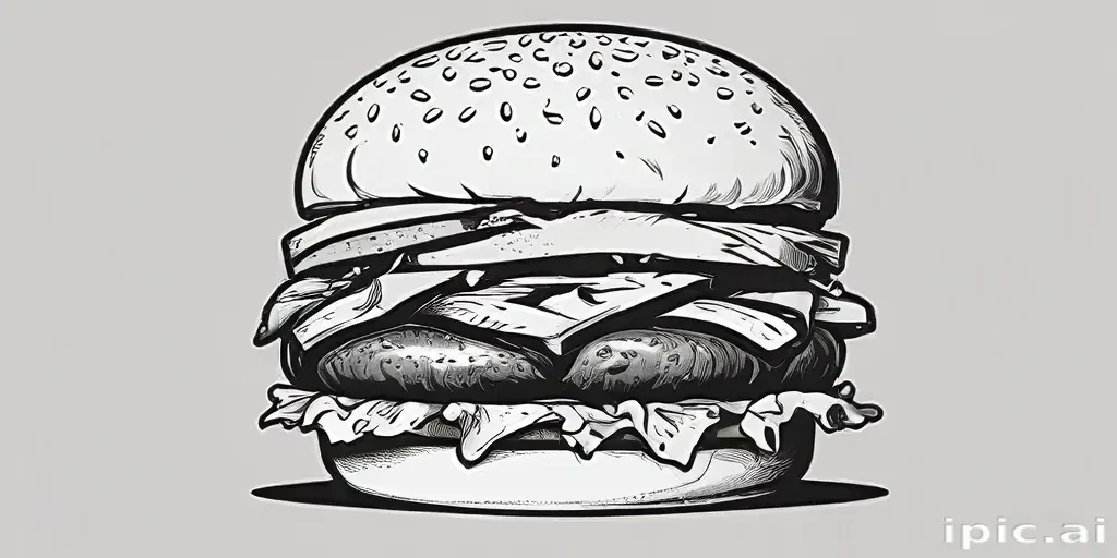 burger clipart black and white