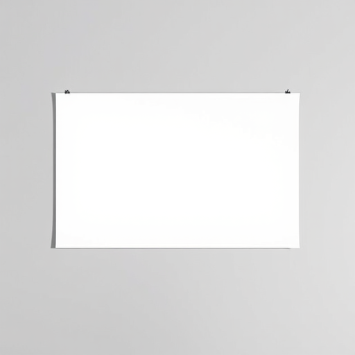 Create a clean and minimalist image of a blank presentation slide on a gray background, with soft shadows for depth, using a DSLR camera with an aperture of f/4, ISO 100, 50mm lens, and a slight angle view to enhance perspective.