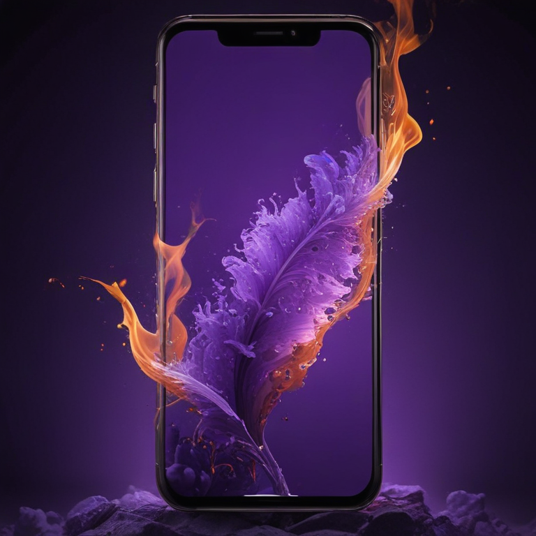 Vibrant Purple Flames Emanating from a Stylish Smartphone Display Design