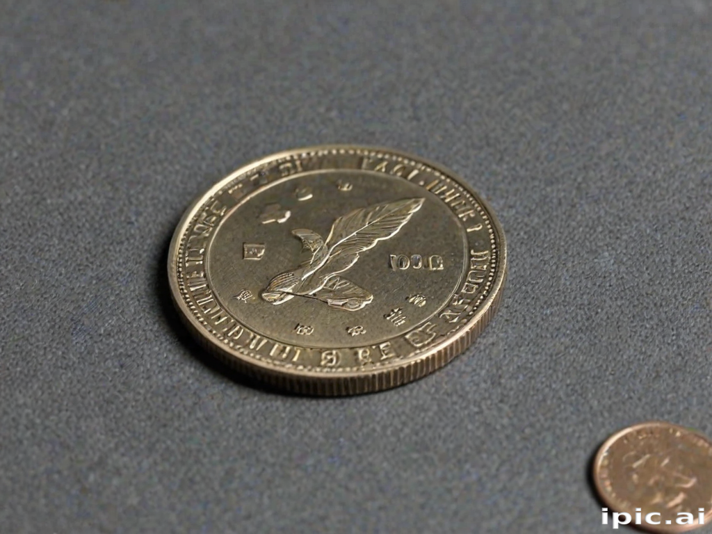 A Close-Up View of a Unique Coin with Detailed Design Elements