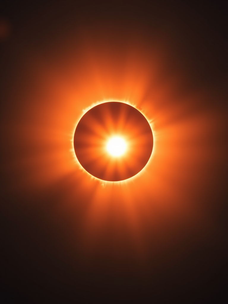 A Beautiful Solar Eclipse Illuminating the Sky with Fiery Rays of Light