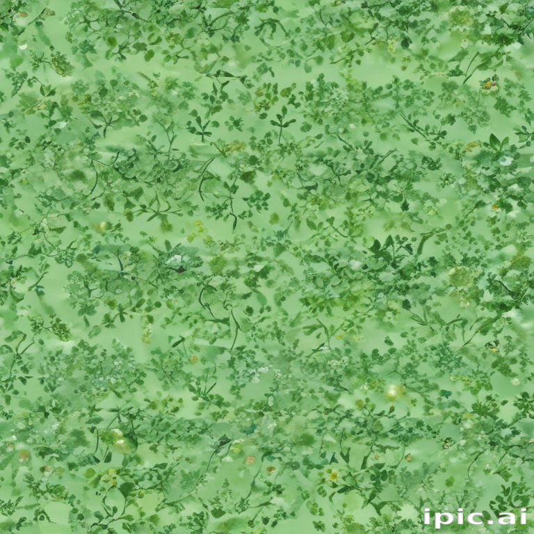 Lush Green Pattern Lush Greenery Pattern Featuring Various Leaves and Delicate Floral Accents