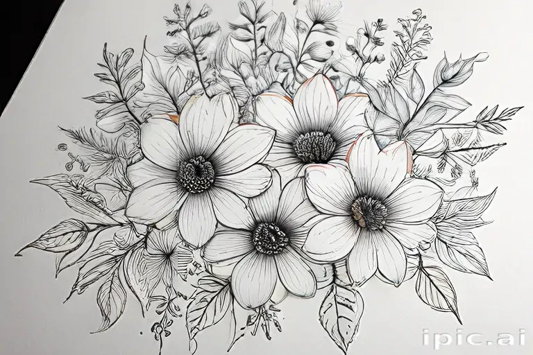 line work flowers