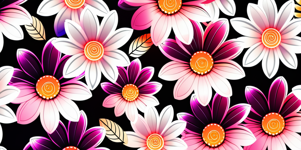 Vibrant Floral Pattern Featuring Colorful Flowers Against a Dark Background