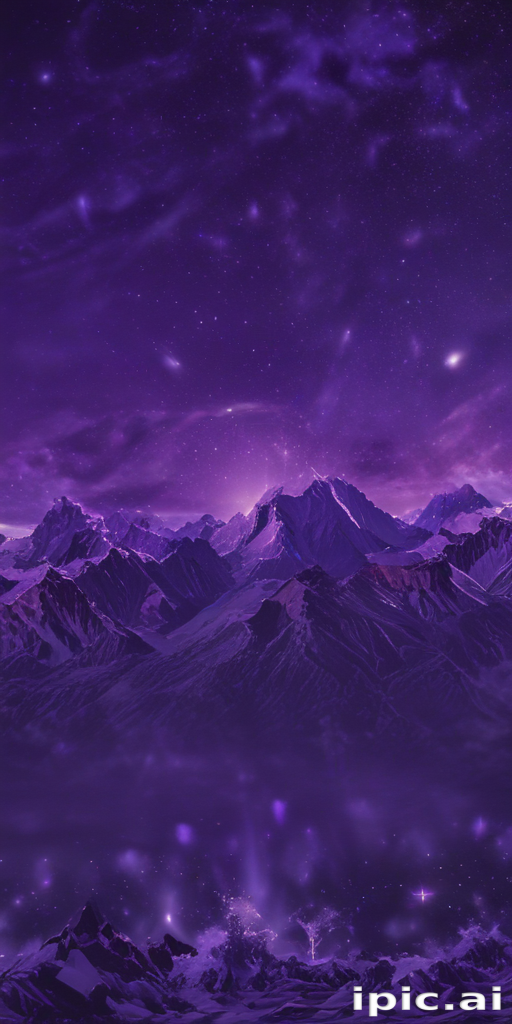 Majestic Purple Mountain Landscape Under a Starry Night Sky Full of Wonder