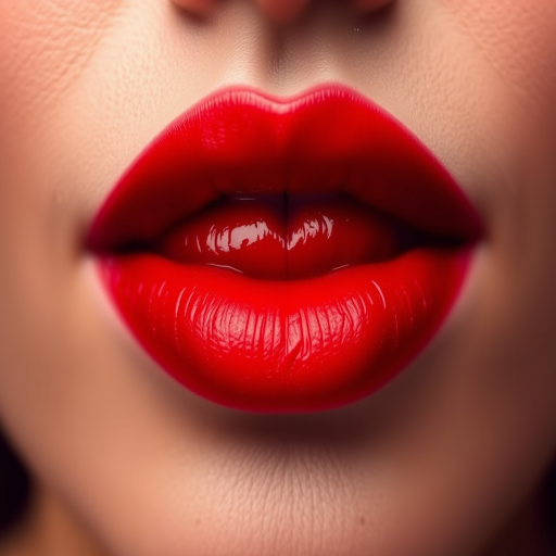 Sultry ombre lips transition from deep crimson to bright scarlet, creating a gradient effect that adds depth and dimension to the mouth