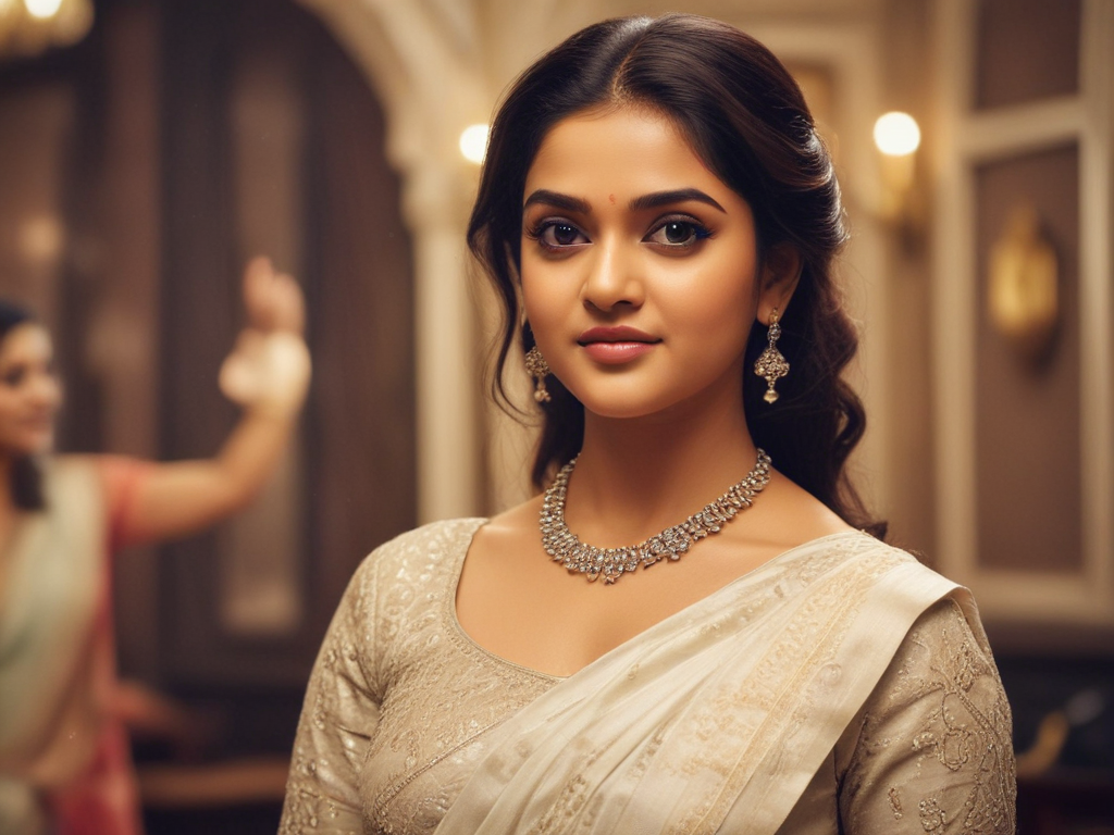 Elegant Portrait of a Woman Dressed in Traditional Indian Attire