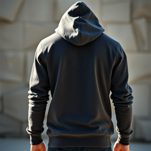 Generate a high-resolution image of a stylized long-sleeve shirt with two front pockets and a hood, captured with a Canon EOS R5 at f/2.8, with a 50mm lens, in natural light, maintaining a shallow depth of field.