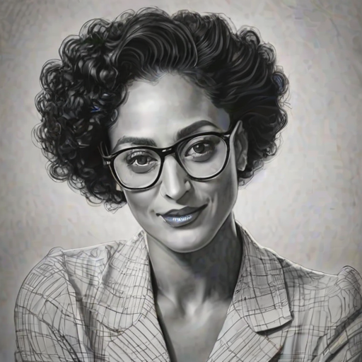 Radiant Tracee Ellis Ross, pencil sketch, portrait of Beauteous woman 1944s in glasses, hair style beatnik, outline, clear lines, fine lines, 8k