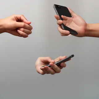 hand holding phone png