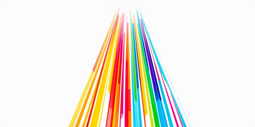 create an abstract colorful geometric art piece with vibrant vertical lines radiating upward, white background, high-resolution, ISO 100, f/8 aperture, 50mm lens, top-down view, studio lighting, digital camera