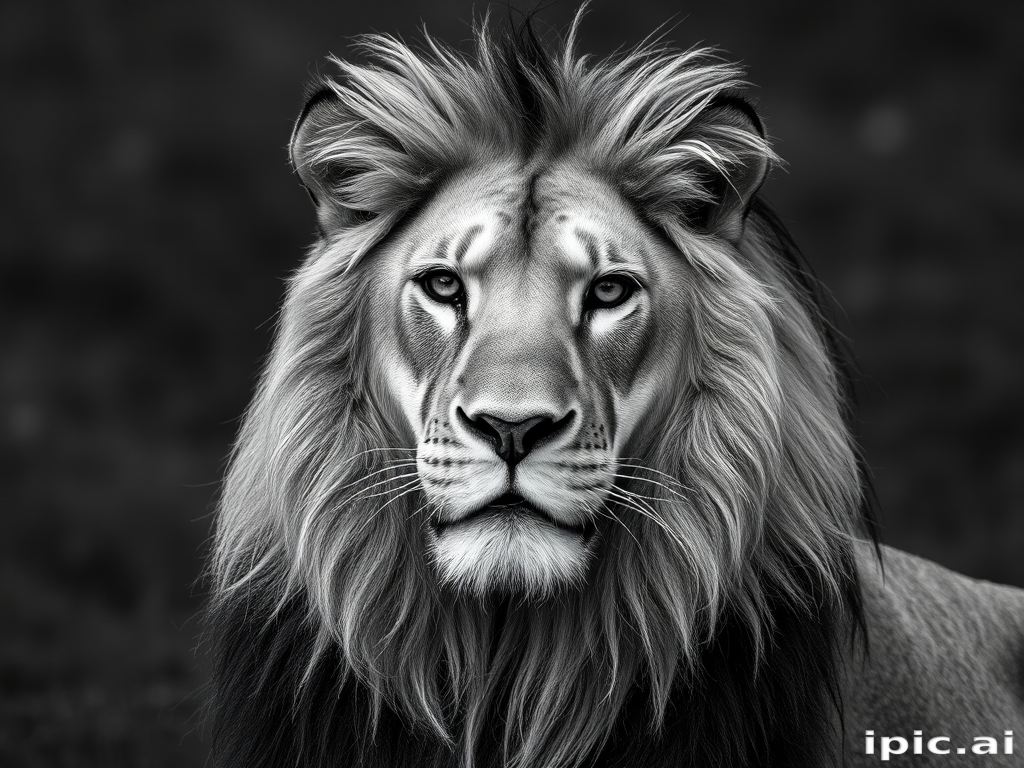 lion black and white