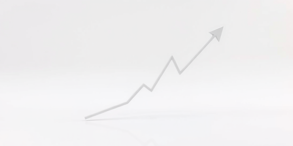 Generate a high-resolution image of an upward trending graph with a sharp arrow at the end, captured with a DSLR camera at f/8, 1/200s, ISO 100, shot from a slightly lower angle to emphasize growth, using a clean, minimalist style to enhance clarity and focus.
