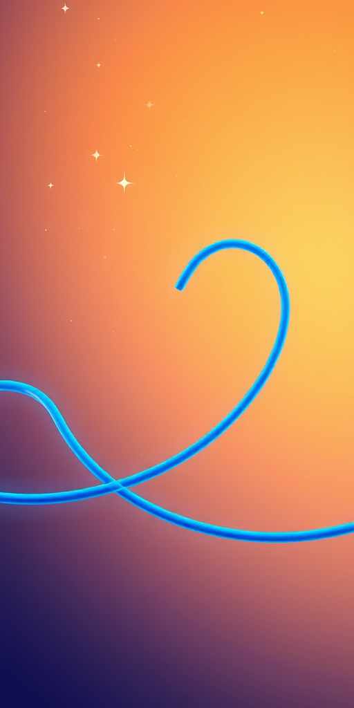 Create a high-resolution digital illustration of two stylized blue wires gently curving towards each other against a starry gradient background, captured with a Canon EOS R5 at f/8, ISO 100, 50mm lens, soft focus, and vibrant color settings to enhance clarity and depth.