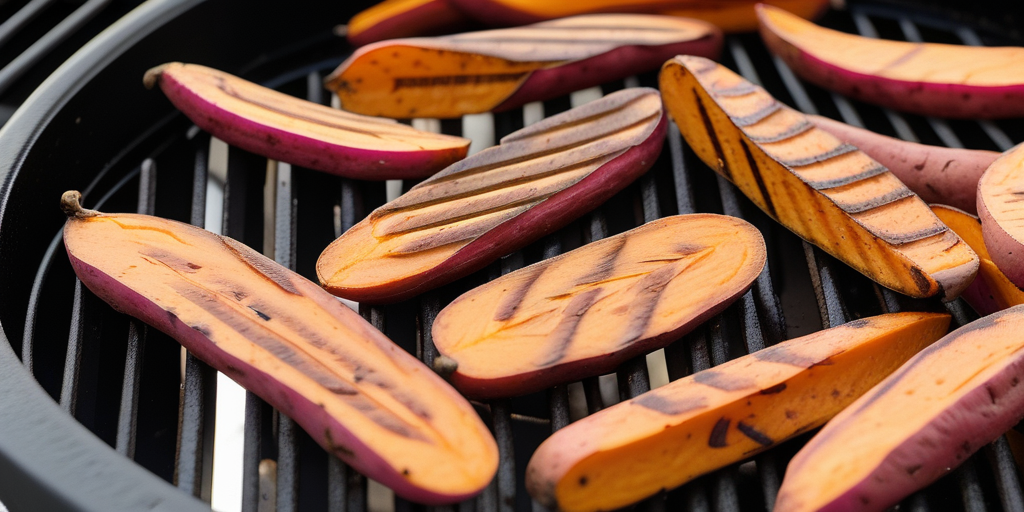 sweet potato fries on the grill