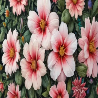 colored drawings of flowers