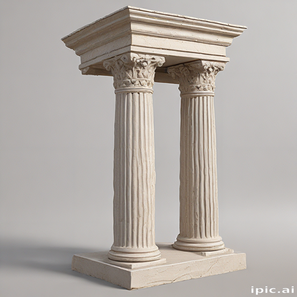 Ancient Roman Style Columns with Decorative Capital and Base Design