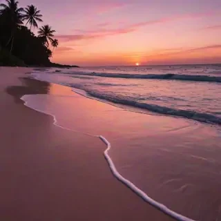 pink beach sunset