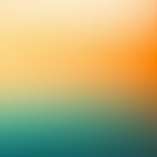 Create a smooth gradient image transitioning from orange to teal, using a Canon EOS R5 with a 50mm f/1.8 lens, aperture set to f/4, ISO 100, shot in portrait mode, with soft lighting to enhance vibrancy and detail.