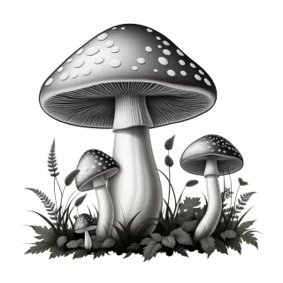 mushroom clipart black and white