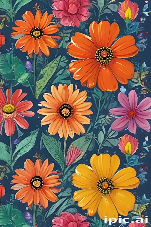 color drawing flowers
