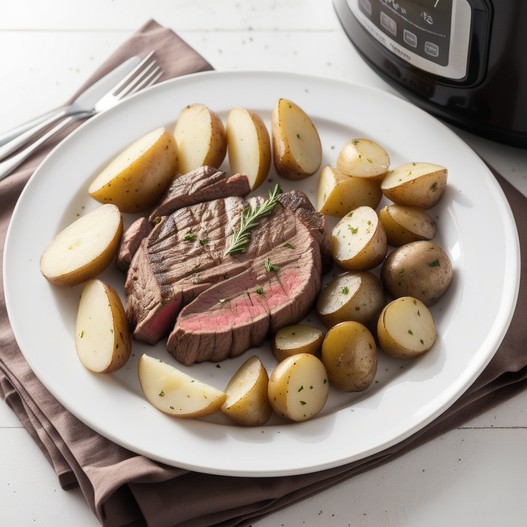 steak and potatoes in the crockpot