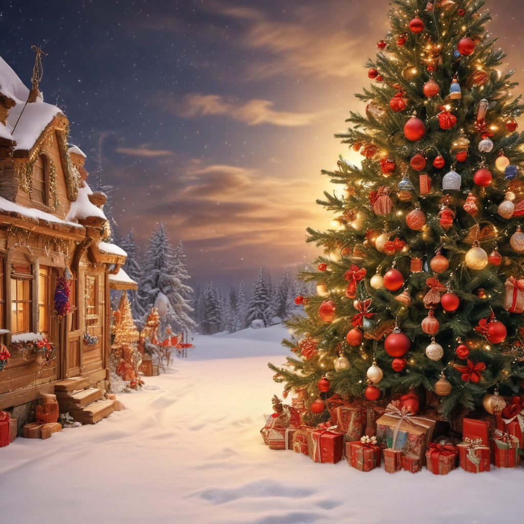 A Cozy Winter Scene Featuring a Beautifully Decorated Christmas Tree ...